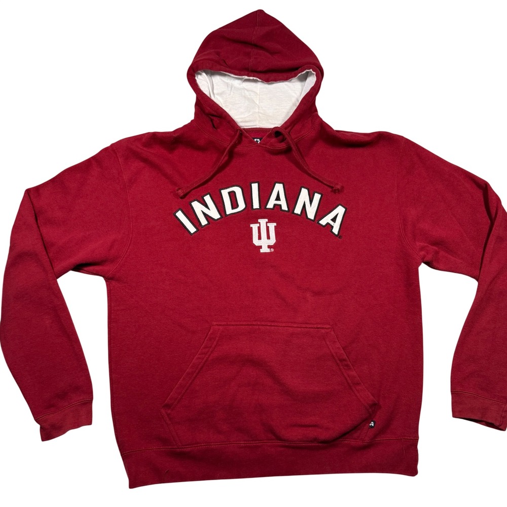 Vintage Y2K J. America Indiana University Hoodie Mens L Crimson Stitched IU Logo
